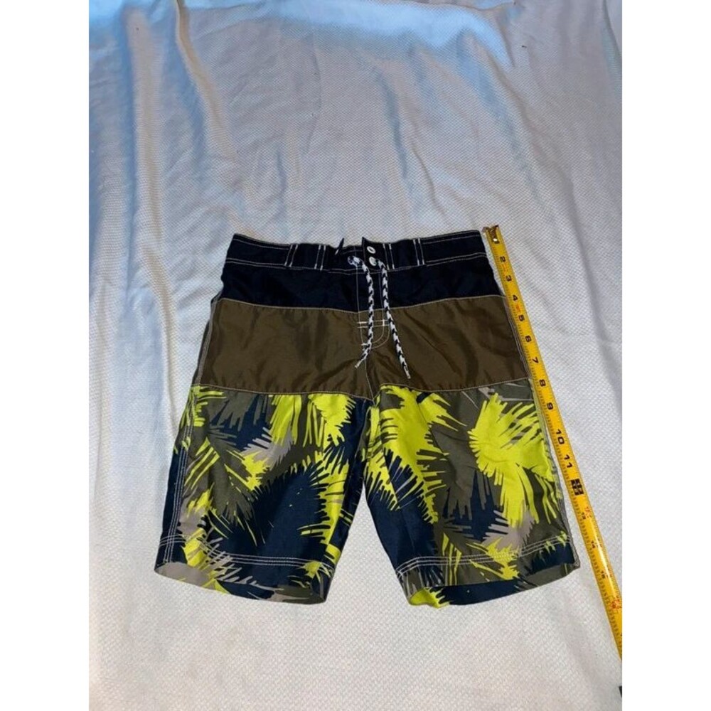 Boy’s Gymboree Brown & Neon Green Swim Trunks Size Small (5/6)